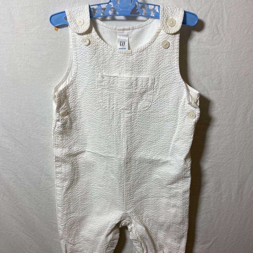 Baby Gap Baby Boy One Piece Summer White Seersucker Lined Outfit